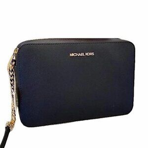 Michael Kors Jet Set Large East West Zip Crossbody Leather Black NWOT